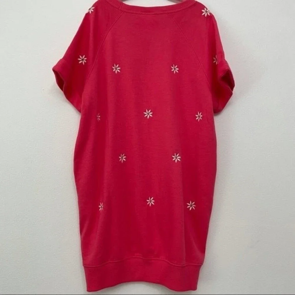 Gap Kids French Terry Dress in Coral with White Flowers size 6-7